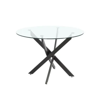 NAKURA Mesas De Comedor^Mesa De Comedor Cristal Redonda Patas Color Negro Delia 110 X 73 X 110 Cm