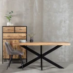 IXIA Mesas De Comedor^Mesa De Comedor De Madera De Mango Marrón - Negro 160 X 79 X  90 Cm