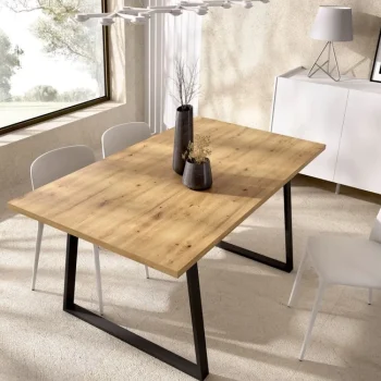 DEKIT Mesas De Comedor^Mesa De Comedor Extensible Aran Roble Nordic Con Patas Metálicas 120 - 160 X 75 X 90 Cm