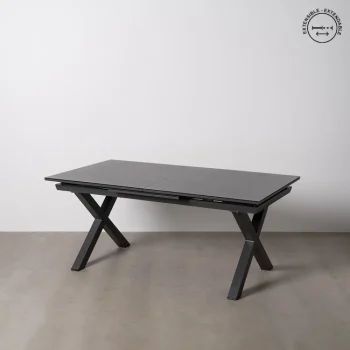 IXIA Mesas De Cocina Extensibles^Mesa De Comedor Extensible Cerámica Negra 180-240 X 77 X 100 Cm