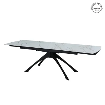 IXIA Mesas De Comedor^Mesa De Comedor Extensible Marmolada Beige-Negro 180 X 76  x 90 Cm