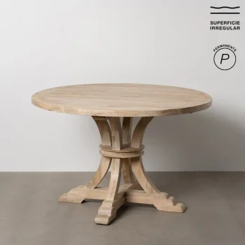 IXIA Mesas De Comedor^Mesa De Comedor Redonda En Madera De Mango Estilo Rústica Blanco Rozado 120 X 76 X 120 Cm
