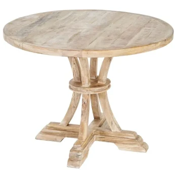 IXIA Mesas De Comedor^Mesa De Comedor Redonda Madera Blanco Rozado 100 X 76 X 100 Cm