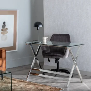 IXIA Mesas De Estudio Y Escritorios Baratos^Mesa De Escritorio De Cristal Transparente  110 X 76 X 55 Cm