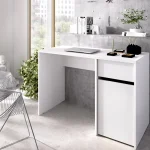 DEKIT Mesas De Estudio Y Escritorios Baratos^Mesa De Estudio Con Cajón Y Puerta Bali Blanca 110 X 74,5 X 50 Cm