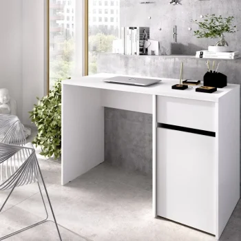 DEKIT Mesas De Estudio Y Escritorios Baratos^Mesa De Estudio Con Cajón Y Puerta Bali Blanca 110 X 74,5 X 50 Cm