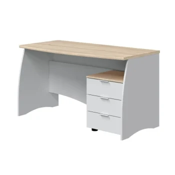 FORES Mesas De Estudio Y Escritorios Baratos^Mesa De Ofician Estil Con Tres Cajones Roble Canadian - Blanco Artik 136 X 74 X 67 Cm