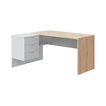 FORES Mesas De Estudio Y Escritorios Baratos^Mesa Despacho Rincón Con Buc Office Blanco Artik Roble