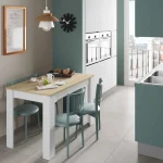 FORES Mesas De Cocina Fijas^Mesa Fija Cocina Comedor Cloe, Estilo Nórdico, Blanco Artik - Roble 108,5 X 78 X 67 Cm