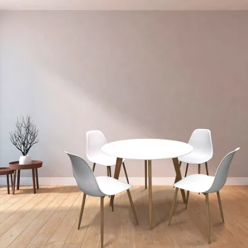 VELASCO Mesas De Cocina Fijas^Mesa Redonda De Cocina Albacete Encimera Laminado Blanco 100 X 77 X 100 Cm