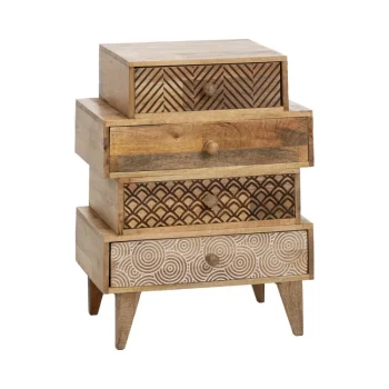 IXIA Mesillas De Noche^Mesilla De Madera De Mango 4 Cajones Natura 46 X 60 X 30 Cm