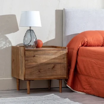 IXIA Mesillas De Noche^Mesilla De Noche 2 Cajones Apricot Madera De Mango Natural 50 X 50 X 40 Cm