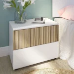 FORES Mesillas De Noche^Mesilla De Noche 2 Cajones Ethna Blanco Artik - Natur 50 X 41,5 X 34 Cm