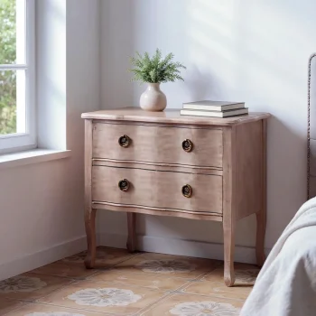 IXIA Mesillas De Noche^Mesilla De Noche Clásica En Madera De Abeto 2 Cajones Marrón Claro 80 X 65,5 X 38 Cm