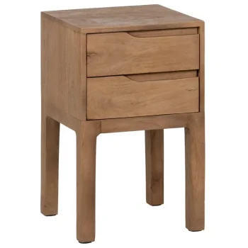IXIA Mesillas De Noche^Mesilla De Noche De Madera De Mango Straight Line 2 Cajones Natural 40 X 65 X 40 Cm