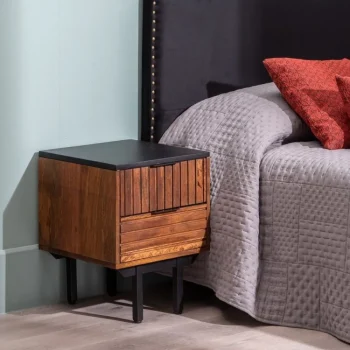 IXIA Mesillas De Noche^Mesita De Noche 2 Cajones Abner En Madera De Mango Marrón - Negro 40 X 50 X 40 Cm