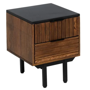 IXIA Mesillas De Noche^Mesita De Noche 2 Cajones Abner En Madera De Mango Marrón - Negro 40 X 50 X 40 Cm