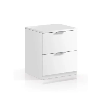 FORES Mesillas De Noche^Mesita De Noche Blanca Low Cost 2 Cajones 45 X 38 X 33, 5 Cm