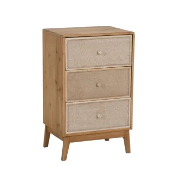 IXIA Mesillas De Noche^Mesita De Noche De Madera 3 Cajones Gerel Color Natural 46 X 76 X 37 Cm