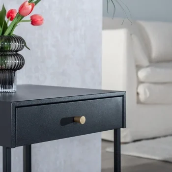 IXIA Mesillas De Noche^Mesita De Noche En Acero Negro 1 Cajón  43 X 50 X 41 Cm