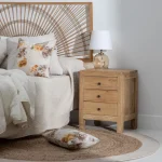 IXIA Mesillas De Noche^Mesita De Noche En Madera De 3 Cajones Miró Natural 43 X 55 X 34 Cm