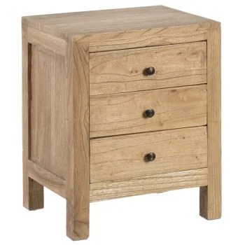 IXIA Mesillas De Noche^Mesita De Noche En Madera De 3 Cajones Miró Natural 43 X 55 X 34 Cm