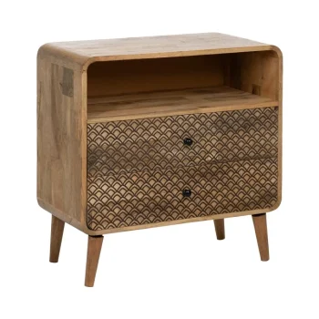 IXIA Mesillas De Noche^Mesita De Noche Madera De Mango 1 Cajón + 1 Hueco Natural  70,5 X 71 X 35 Cm