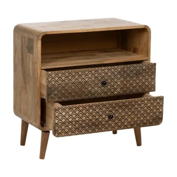 IXIA Mesillas De Noche^Mesita De Noche Madera De Mango 1 Cajón + 1 Hueco Natural  70,5 X 71 X 35 Cm