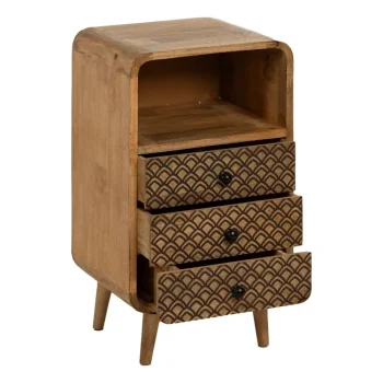 IXIA Mesillas De Noche^Mesita De Noche Madera De Mango 3 Cajones + 1 Hueco Natural 45 X 72 X 33 Cm