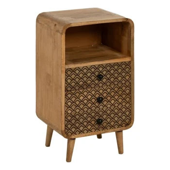 IXIA Mesillas De Noche^Mesita De Noche Madera De Mango 3 Cajones + 1 Hueco Natural 45 X 72 X 33 Cm