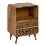 IXIA Mesillas De Noche^Mesita De Noche Madera Mango Natural 2 Cajones 45 X 61,5 X 31 Cm