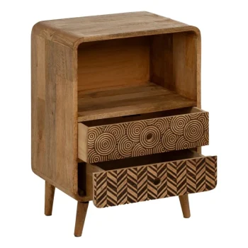 IXIA Mesillas De Noche^Mesita De Noche Madera Mango Natural 2 Cajones 45 X 61,5 X 31 Cm