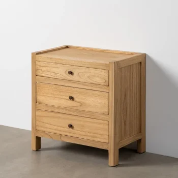 IXIA Mesas Auxiliares^MESITA NATURAL MADERA MINDI DORMITORIO 65 X 40 X 65 CM