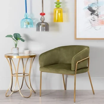 IXIA Mesas Auxiliares^Mesita Oro Metal-Cristal Decoración 48 X 48 X 62 Cm