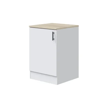 FORES Mueble Auxiliar Cocina^Modulo Bajo De Cocina 60 Cm Kira 1 Puerta Blanco Brillo - Roble Canadian 60 X 90 X 60 Cm