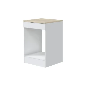 FORES Mueble Auxiliar Cocina^Modulo Bajo De Cocina Para Horno 60 Cm Kira Blanco Brillo - Roble Canadian 60 X 90 X 60 Cm