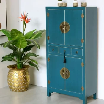 IXIA Armario Salón^Mueble Auxiliar Azul DM '' Oriente'' 63 X 33 X 131 Cm