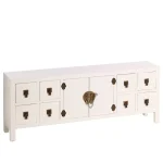 IXIA Muebles De Salón^Mueble Auxiliar Bajo Con 8 Cajones Y 2 Puertas Oriente, Blanco