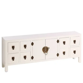IXIA Muebles De Salón^Mueble Auxiliar Bajo Con 8 Cajones Y 2 Puertas Oriente, Blanco