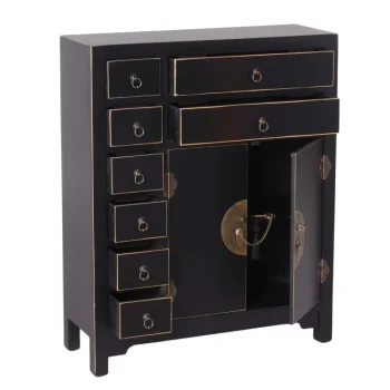 IXIA Muebles De Salón^Mueble Auxiliar Recibidor Con 2 Puertas Y 8 Cajones Oriente, Negro