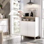 DEKIT Mueble Auxiliar Cocina^Mueble Bajo Cocina 2 Puertas Para Cocina Wok Blanco - Natural 80 X 102 X 40 Cm