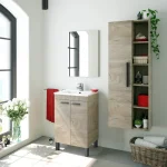FORES Muebles De Lavabo^Mueble De Aseo 50 Cm Roble Alaska  2 Puertas + Espejo