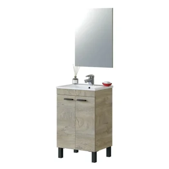 FORES Muebles De Lavabo^Mueble De Aseo 50 Cm Roble Alaska  2 Puertas + Espejo