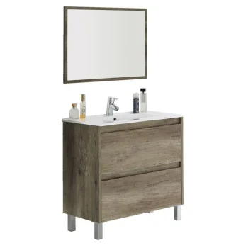 FORES Muebles De Lavabo^Mueble De Baño 80 Cm Roble Con 2 Cajones Sevilla