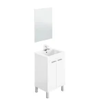 FORES Muebles De Lavabo^Mueble De Baño Pequeño Con Espejo Madrid Koncept 2 Puertas Blanco Brillo