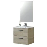 FORES Muebles De Lavabo^Mueble De Baño Roble Alaska Suspendido 60 Cm Con Espejo