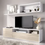 DEKIT Muebles De Salón^Mueble De Sala Bay Blanco - Roble Natural 180 X 180 X 35 Cm