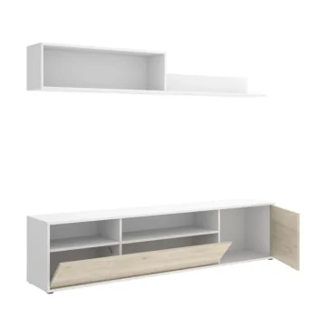 DEKIT Muebles De Salón^Mueble De Sala Bay Blanco - Roble Natural 180 X 180 X 35 Cm