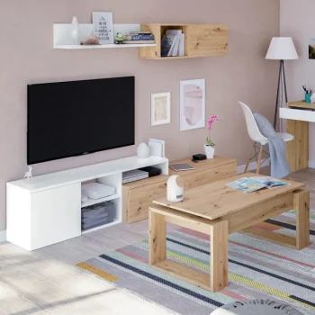 FORES Muebles De Salón^Mueble De Sala Julia Roble Nordi - Blanco Artik 221 X 40 Cm