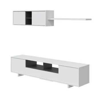 FORES Muebles De Salón^Mueble De Sala Modular Moderno Belus Blanco Brillo - Antracita 200 X 41 Cm